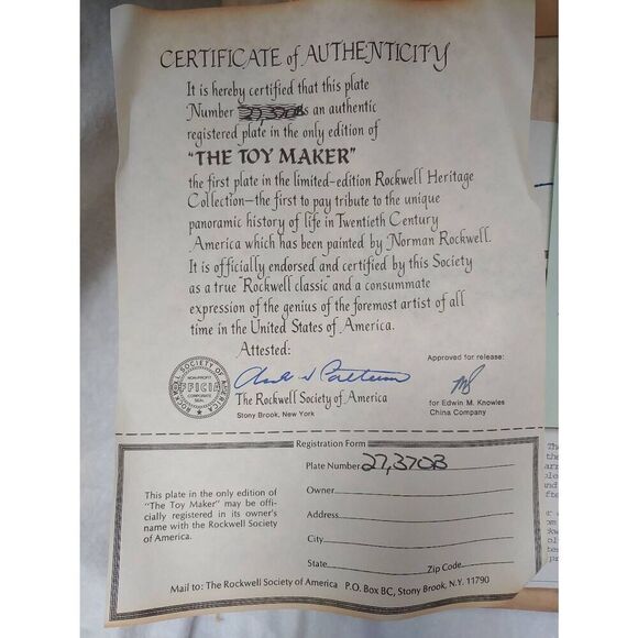 Norman Rockwell "The Toymaker" #27370B Bradford 1977 Collectible Plate - Picture 5 of 9